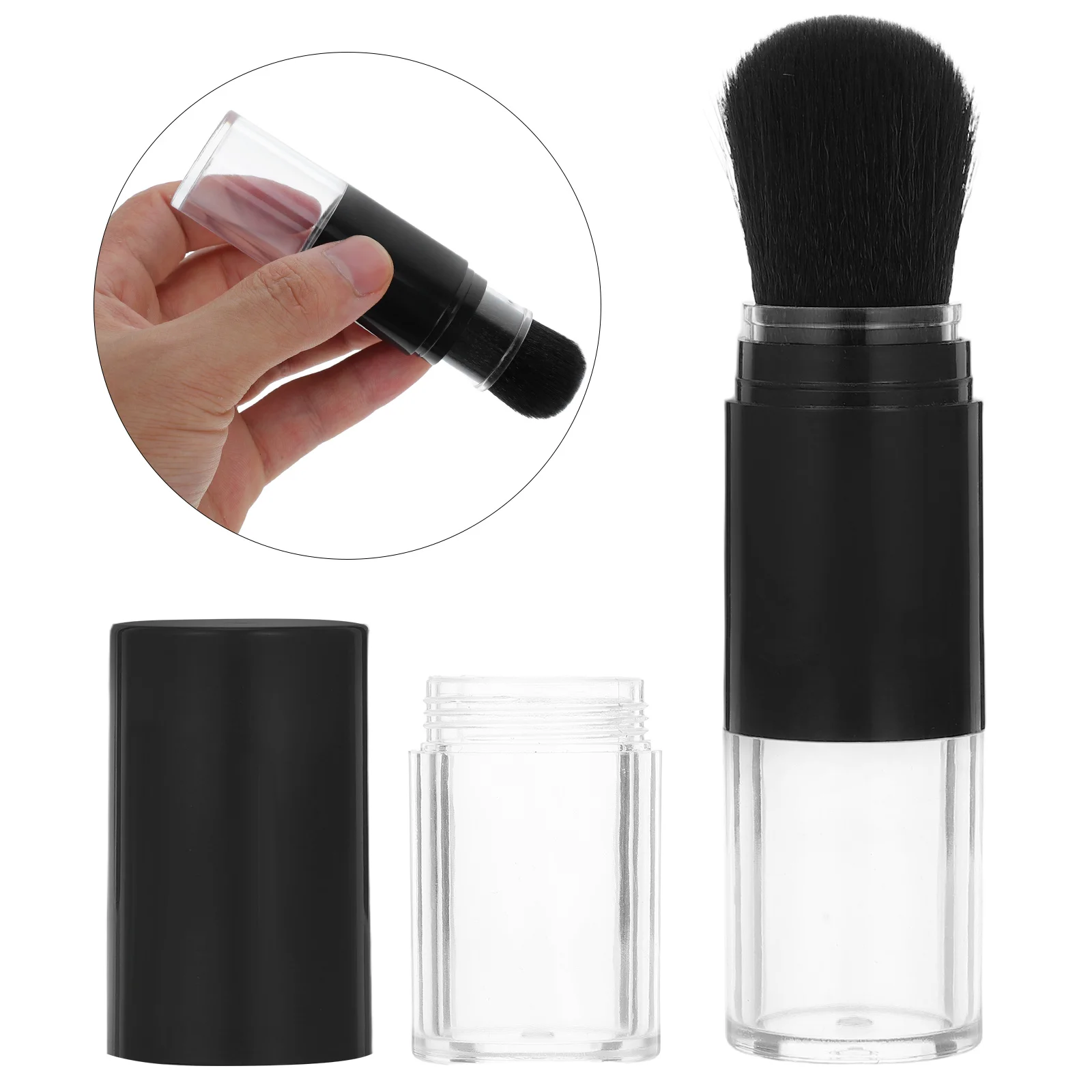 

Soft Touch Multifunctional Makeup Brush Automatic Powder Dispensing Mini Blush Applicator For Loose Powder Travel Foundation