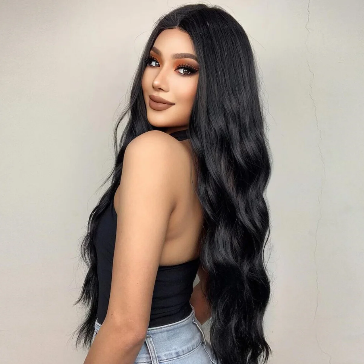 

Long Body Wave 180 Density 26Inch Black Lace Front Wig For Black Women Baby Hair Heat Resistant Glueless Daily Wig