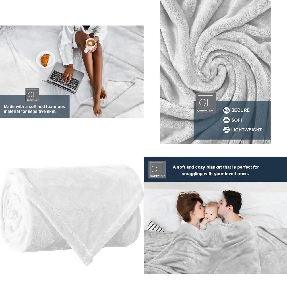 

Уютный фланелевый плед - легкий, мягкий флис для дивана, кровати и дома - не скатывается, не оставляет ворсинок, белое семейное одеяло