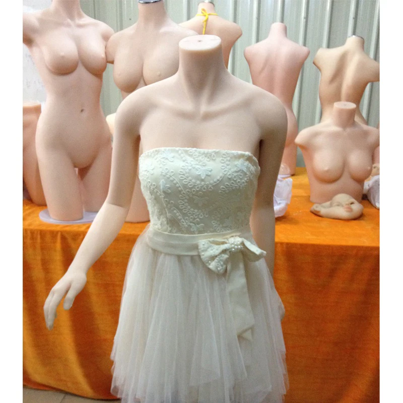 Female Soft Half-Body Mannequin with Arms Silicone Female Upper Body Mannequin Display for Underwears and Clothing Dummy Props