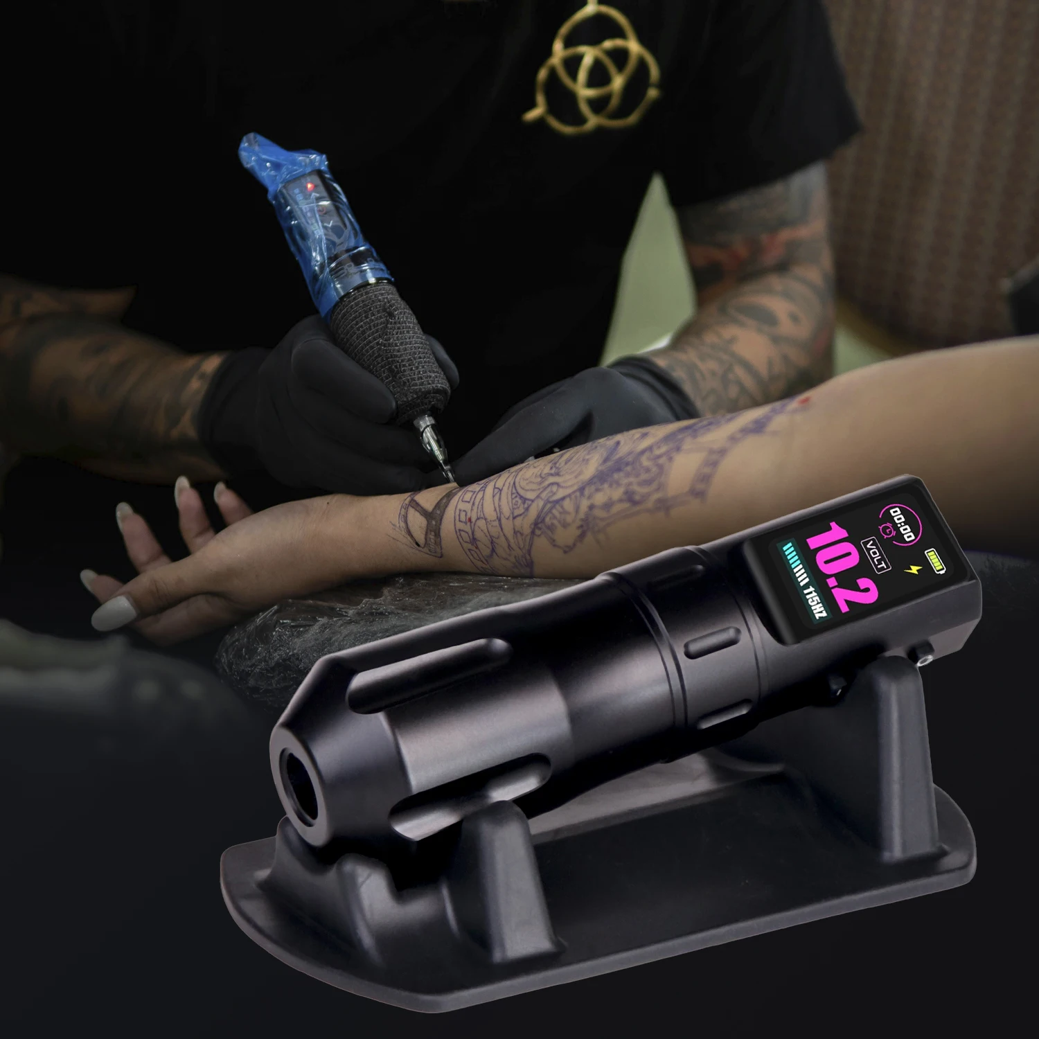 Soporte para lápiz de tatuaje, máquina de tatuaje de silicona, soporte para lápiz, bandeja, reposapiés, accesorios para tatuajes, suministros para tatuajes