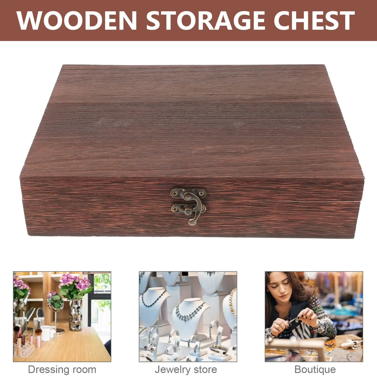 

1 pc Retro Flip Lid Wooden Storage Box With Lock Jewelry Container For Office ganizer Simple Gift Packaging Crate Dust Proof