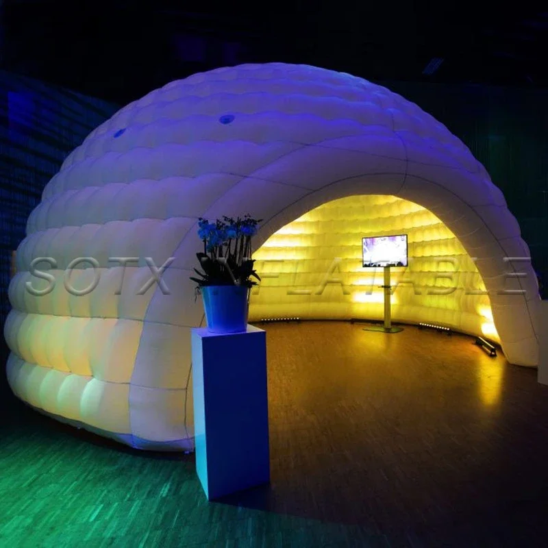 Tenda a cupola gonfiabile Oxford per esterni con luci a LED, tenda igloo gonfiabile bianca per eventi di feste