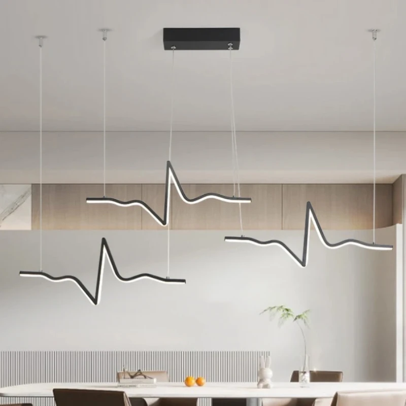 Streifen LED Pendel leuchten Wohnkultur Linie weiß Kronleuchter modernes Schlafzimmer Wohnzimmer Esszimmer Dekor schwarz linear dimmbare Hanglamp