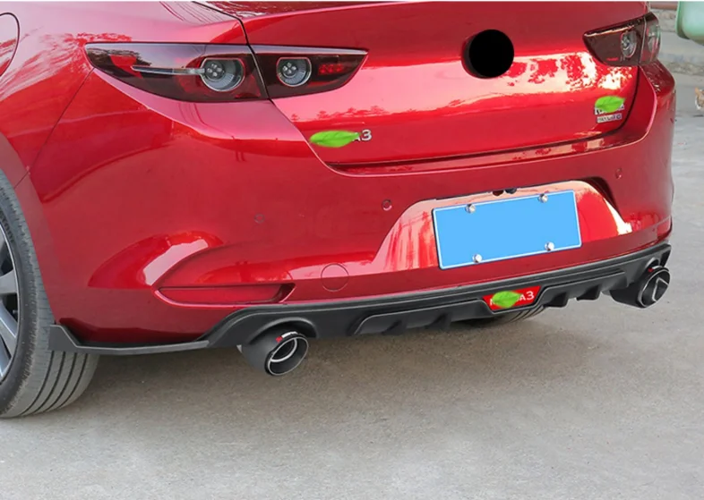 For Mazda 3 Axela 2020 2021 2022 2023+ High Quality ABS Car Trunk Bumper Rear Lip Diffuser Splitter Protector Cover(with LED)