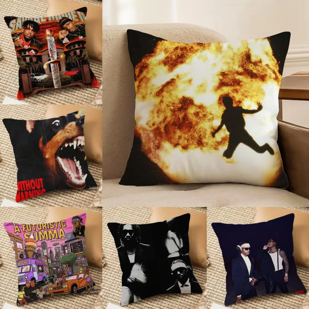 Capa de Almofada M-Metro Boomin com Estampa de Capa de Álbum, Tecido de Pelúcia Macio, Impressão Dupla Face, Decoração para Sofá e Casa, Presente de Inverno, Capa de Almofada Fina