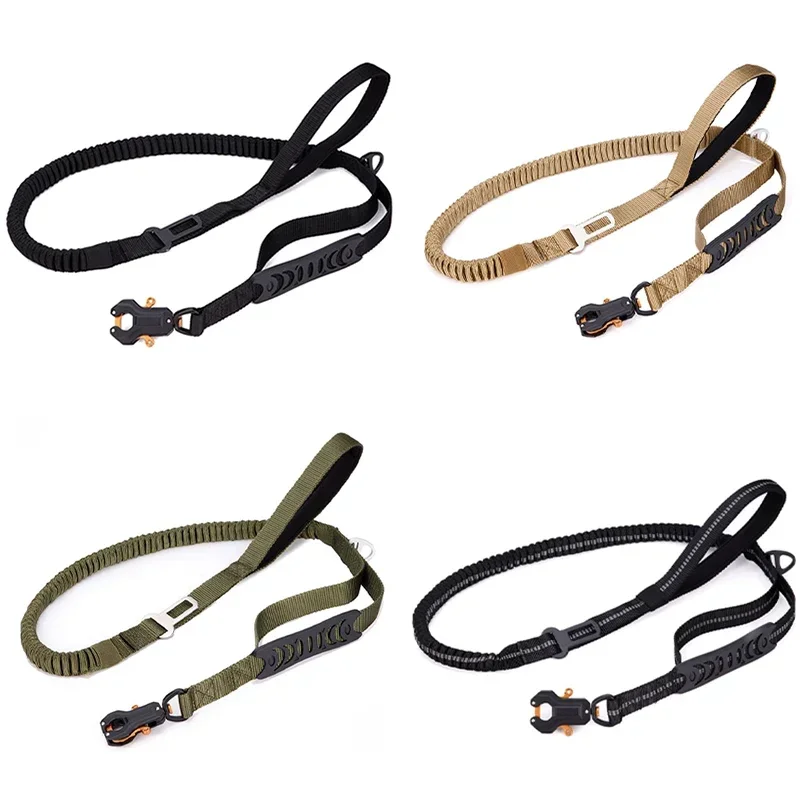 Tactical Dog Leash Heavy Duty Dog Leash with Frog Clip Soft Padded Handle Bungee Dog Leashes for Mid Large Dogs Training Walking