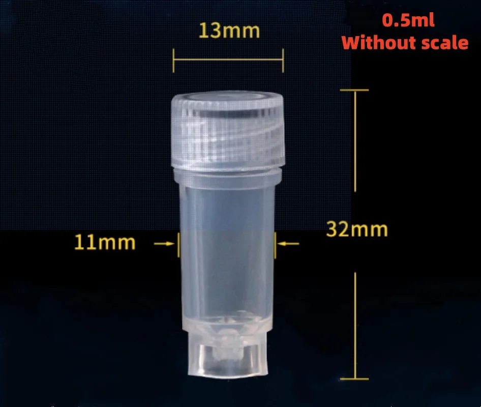 IKEME 500Pcs 0.5ml Freezing Cryo Vial Tube Cryovial Plastic Cryogenic Vial Laboratory Cryopreservation Tube
