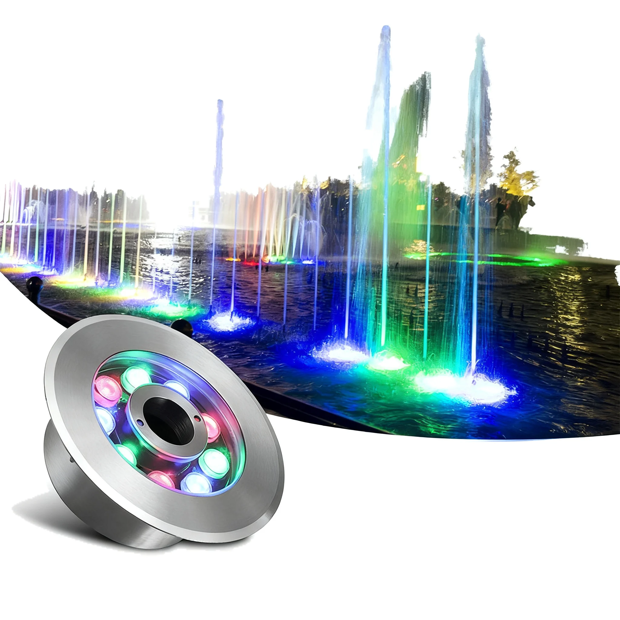 Pond Lights Led Underwater Submersible Fountain Lights Outdoor Spaces Delightfully Lamp Steel Hard