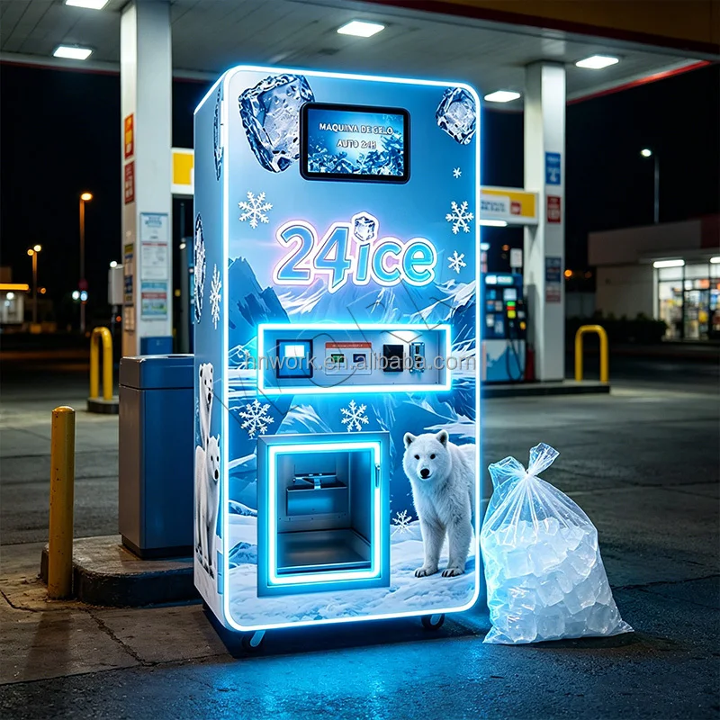 Automatic Bagging and Sealing Packaging Ice Vending Machine, Reverse Osmosis Water Ice Vending Machine