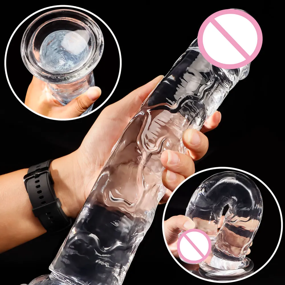 Big Crystal Jelly Realistische Clear Dildo Zuignap Enorme Transparante Penis Lul Anale Product Speeltjes Voor Vrouw Lesbische Volwassen