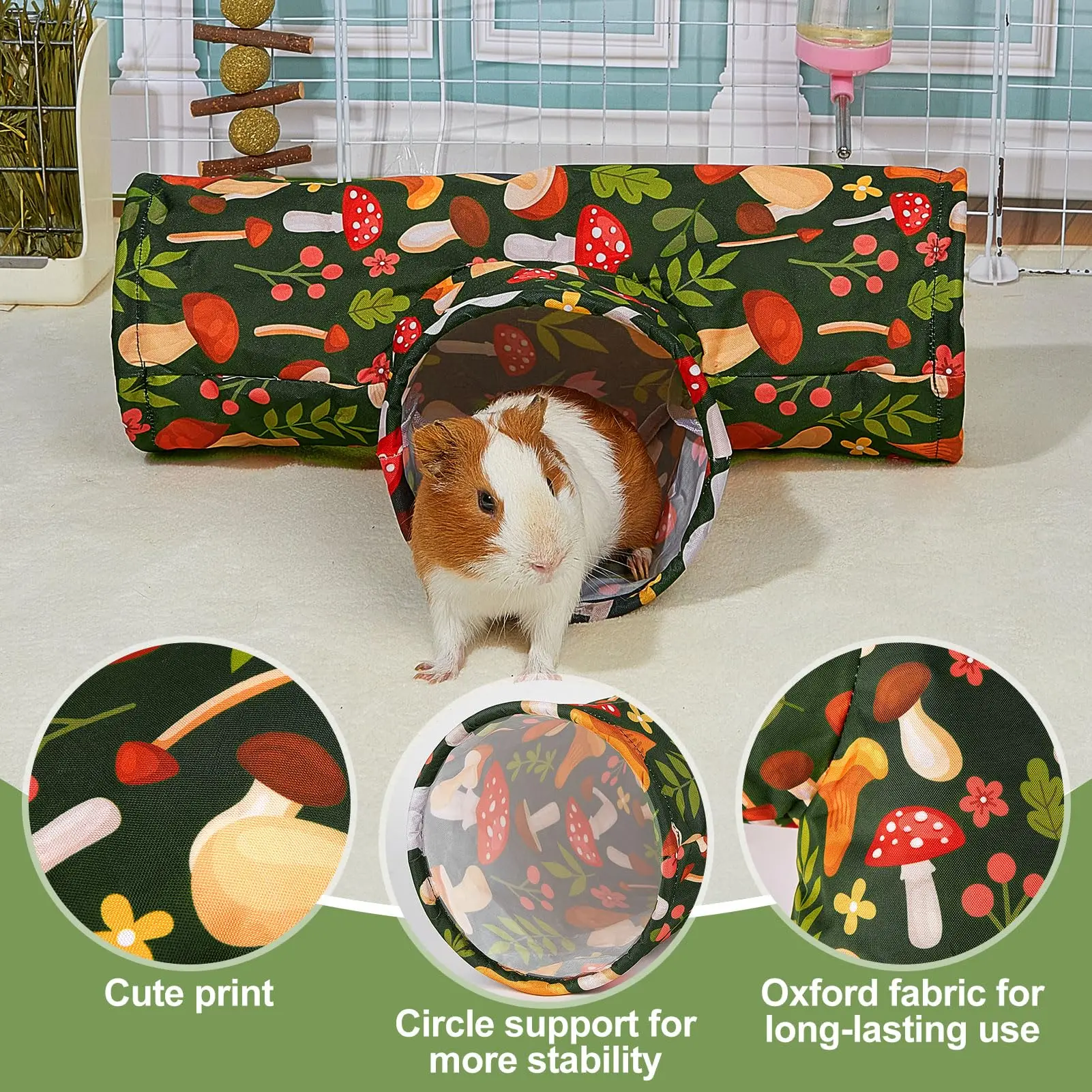 Guinea Pig Tunnel 3 Way Washable Hideout Foldable Tunnel Toys for Bunny Hamster Chinchilla Ferret Rabbit Guinea Pigs Accessories view 4