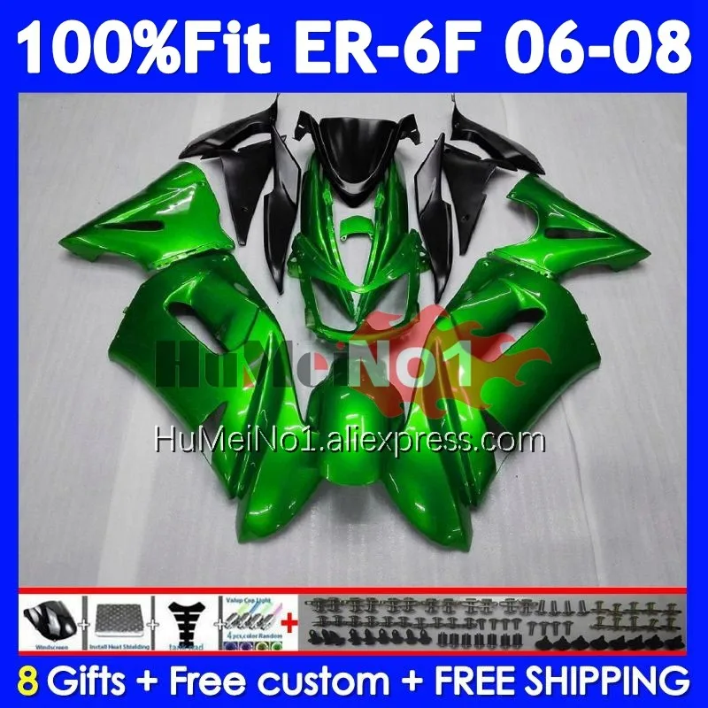 Injection Body For KAWASAKI NINJA Pearl green 650R ER6 F 650 R ER 6 F 245No.13 ER-6F ER 6F ER6F 06 07 08 2006 2007 2008 Fairing