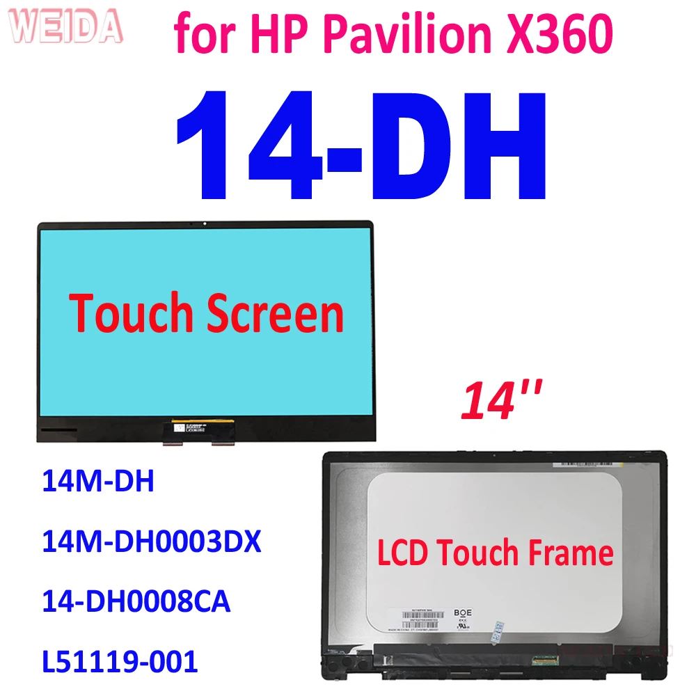 

14'' Front Glass for HP Pavilion X360 14-DH 14M-DH 14M-DH0003DX 14-DH0008CA L51119-001 Touch Screen Digitizer LCD Display Tools