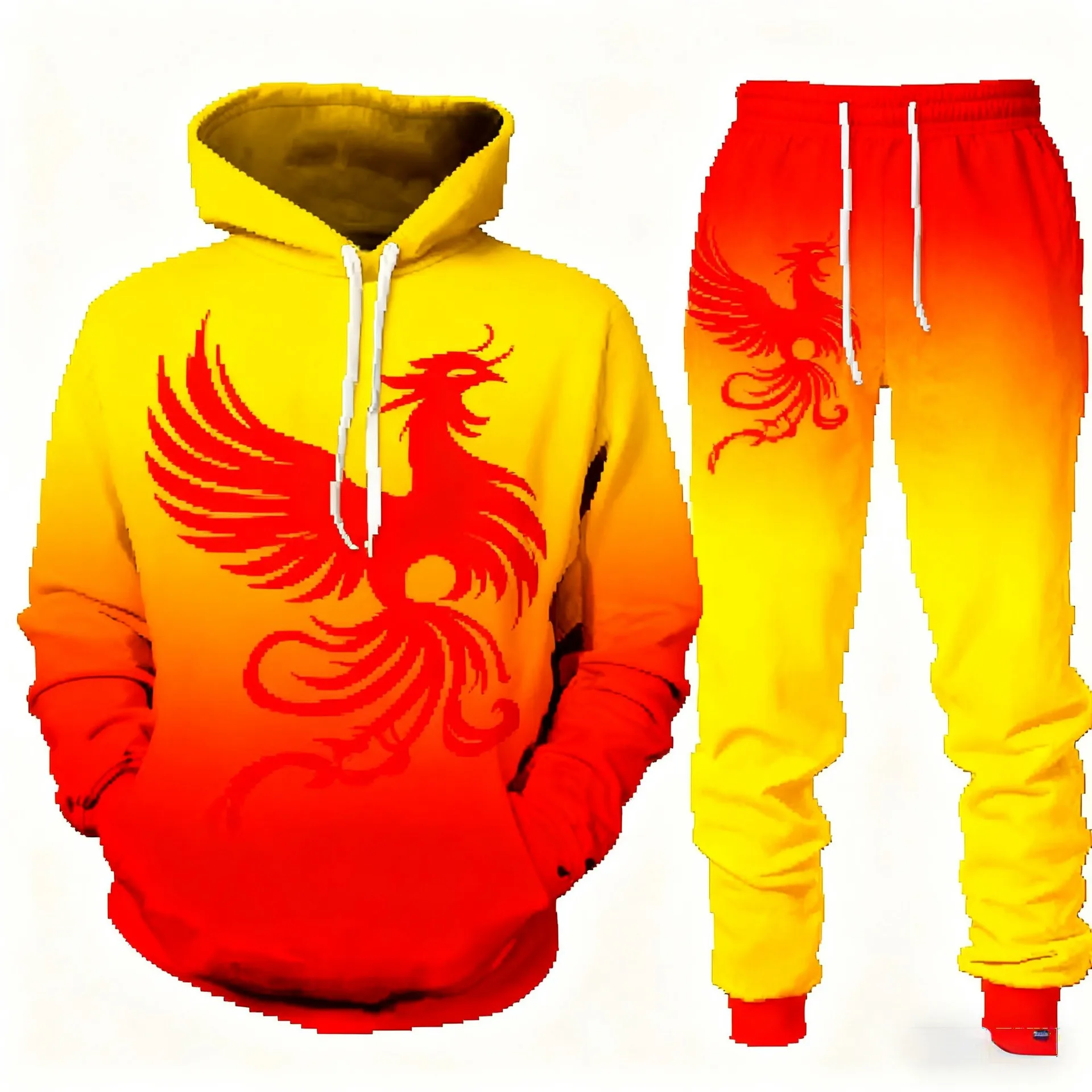 

Bird Crane Hoodies Pants Sets Animal 3D Print Men's Sweatshirts Sweatpants Jogging Pants Two Piece Suits Tracksuit Men Clothing