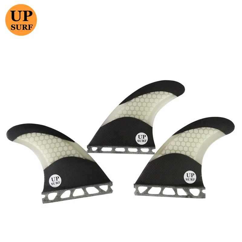 

UPSURF Future Size M White Color 3PCS Set Surf Fins Honeycomb Carbon Single Tabs Fin Good Quality Sup Accessories