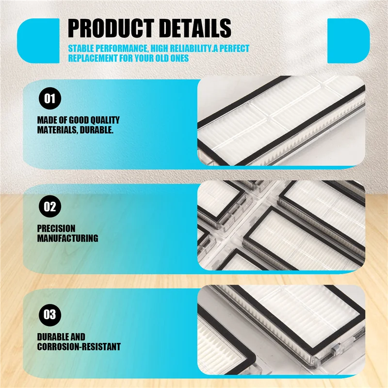 A01V-8Pcs Replacement Hepa Filter For Xiaomi Roborock S5 S50 S51 S55 S6 S6 MAXV S5 MAX T6 T7 S4 Max S4 E5 E4 E20 E25 E35 C10
