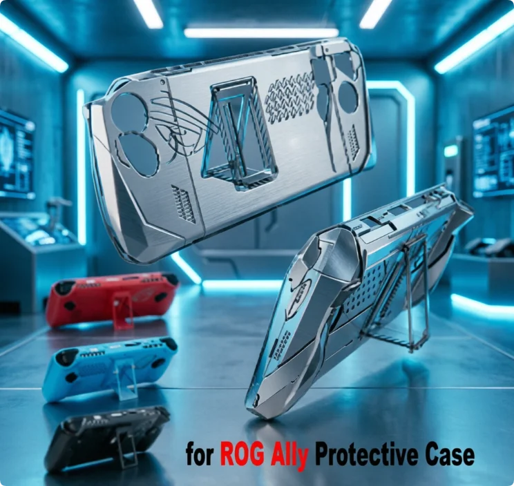 Étui de protection transparent antichoc avec béquille pour console portable Asus ROG Ally, coque arrière en PC à couverture intégrale