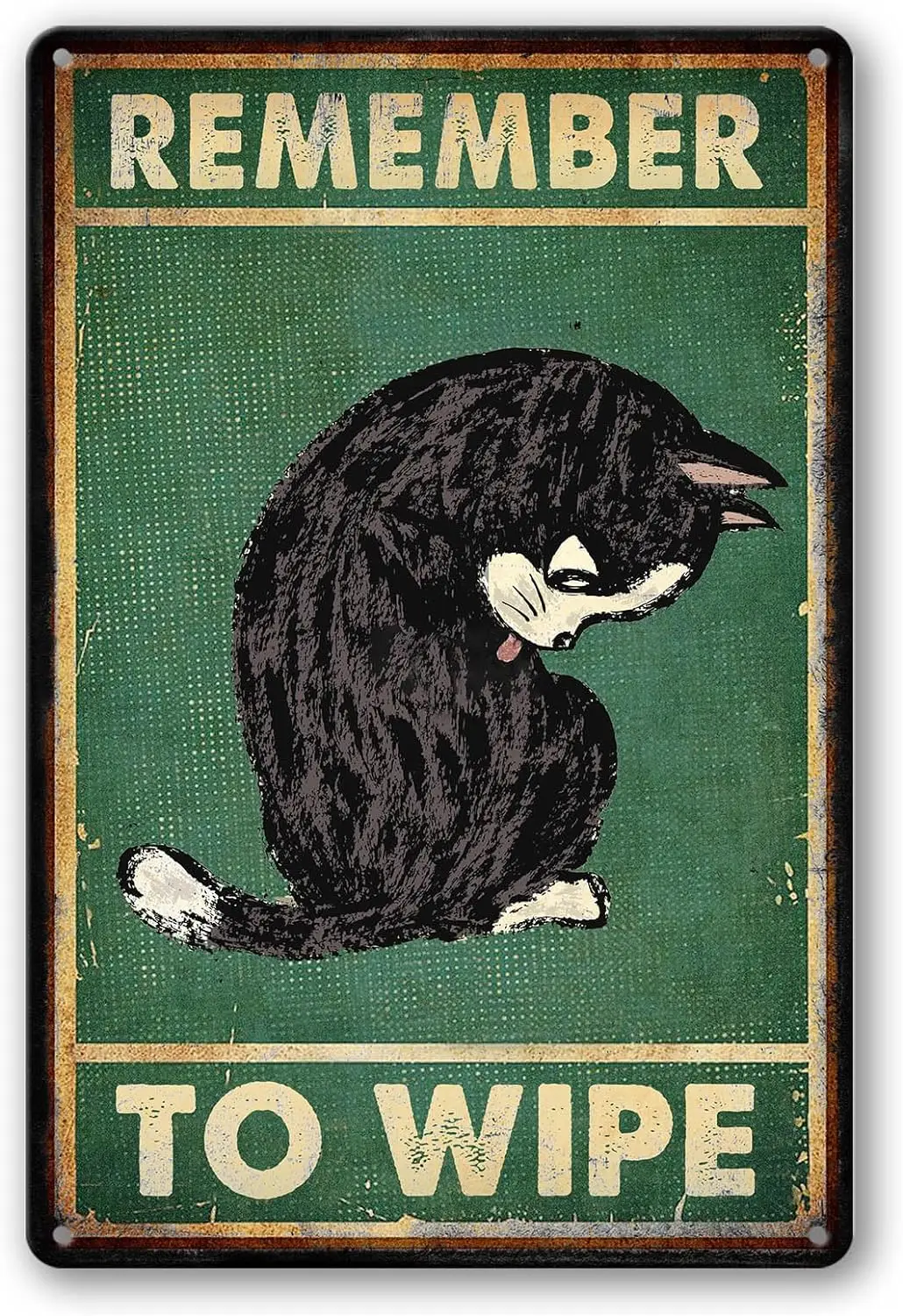 Remember to Wipe Black Cat Sign Funny Bathroom Wall Art Decor Vintage Cat Poster Black Cat Gifts 8x12 Inch