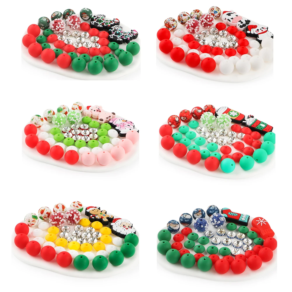 

Kovict New Christmas Collection Acrylic Focal Bead Combination Suit For DIY Key Chain Pen Necklace Bracelet Jewelry Accessories