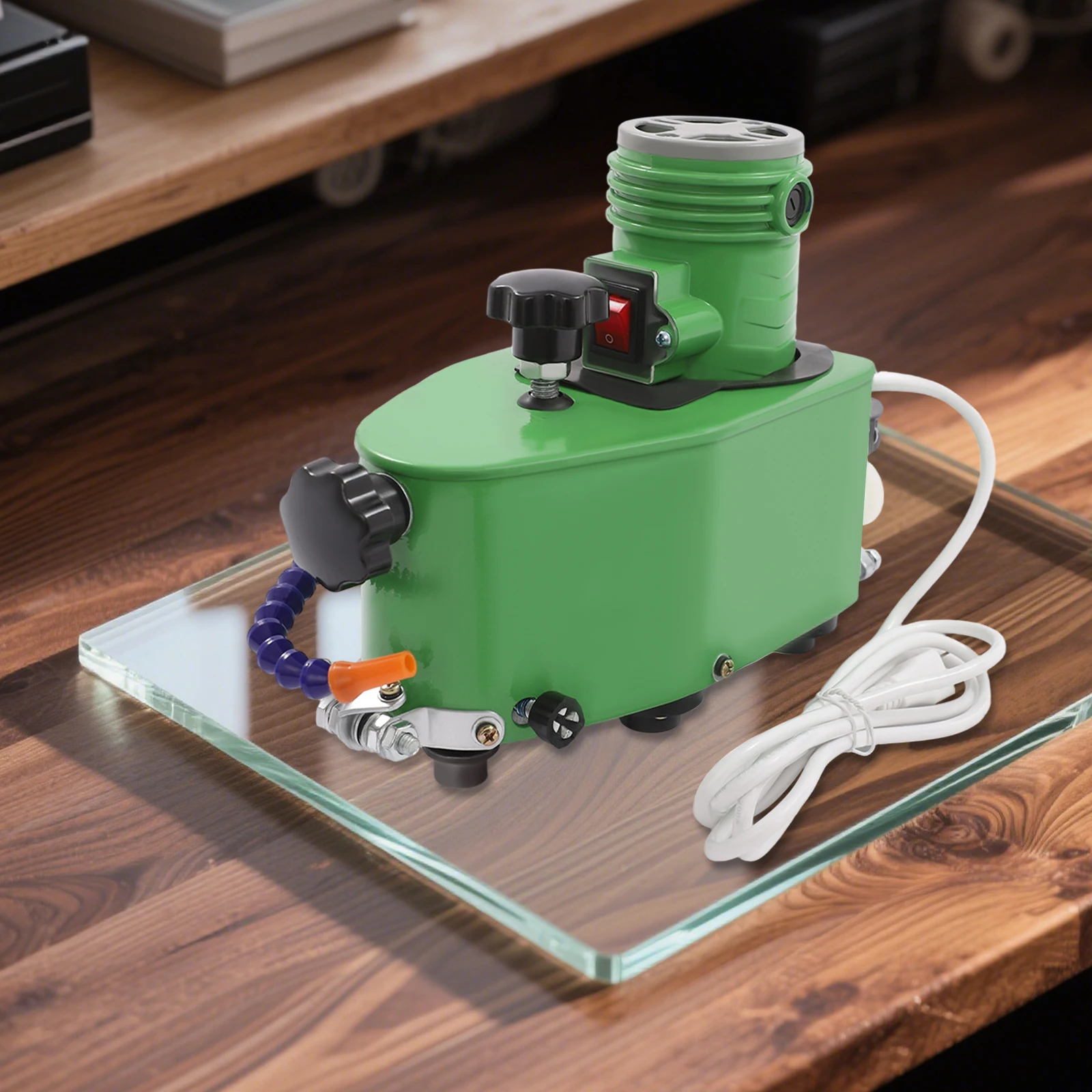 

Portable Electric Glass Edge Grinding Machine for Glass Beveling & Polishing Green and Blue Grinding Thickness 3-20 mm