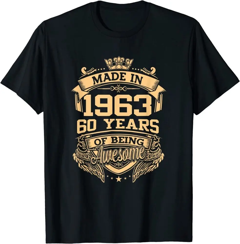 Made In 1963 60 Years Of Being Awesome 60th Birthday T-Shirt Y2K tops Unisex Summer Short Sleeve