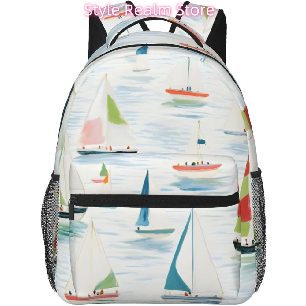 

Funny Sailboat Lightweight Laptop Backpack Lightweight Multipurpose Travel Casual Daypack Unisex College Backapcks for Men Women