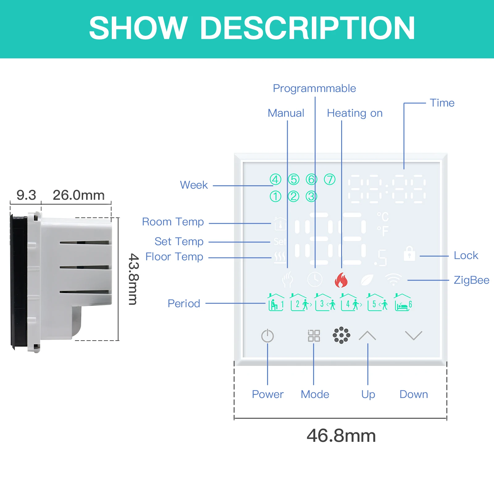 BSEED Zigbee Electric Floor Heating Thermostat Touch Smart Switches With Room Temperature Controller Tuya Smart Life USB Socket