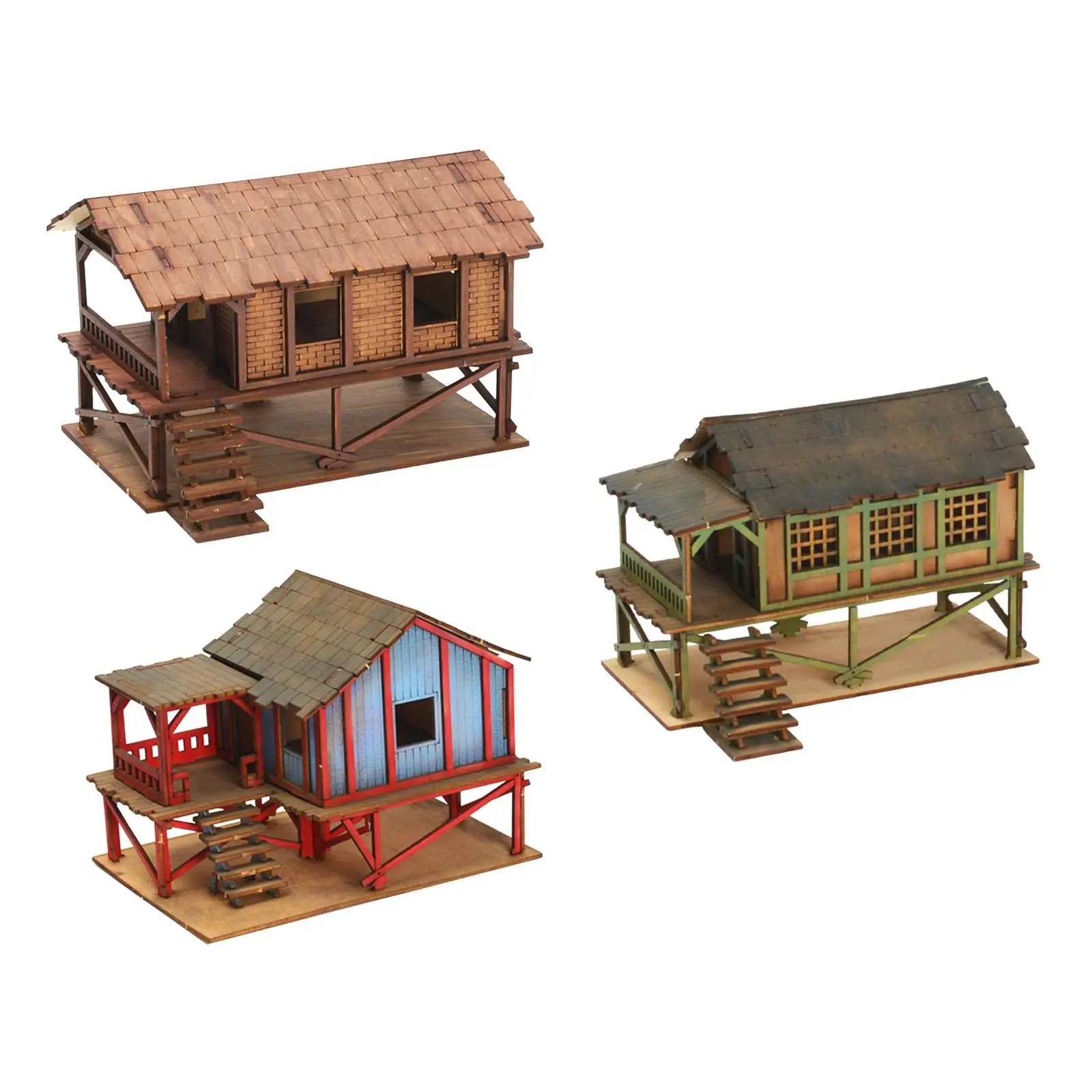 1/72 modellen huis houten puzzel 1/72 huis model kits landschap layout micro landschappen decor diorama layout zand tafel decor