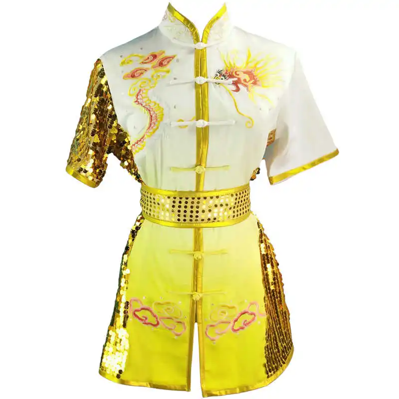 Children's Wushu Competition Performance & Fitness Test Colorful Uniforms - Gradual Transition Color Customized Embroidered Drag 5