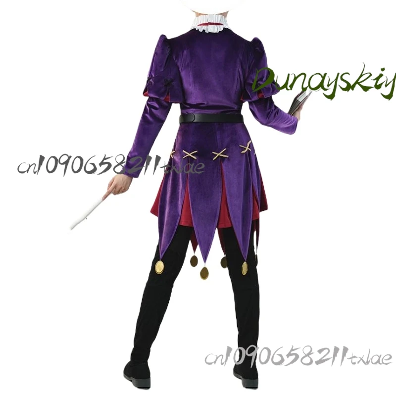 Disfraz de Cosplay de Anime Delicious In Dungeon Cos Thistle, traje morado, peluca de mago Lunático, Cosplay para mujeres y hombres, juego de rol de Halloween