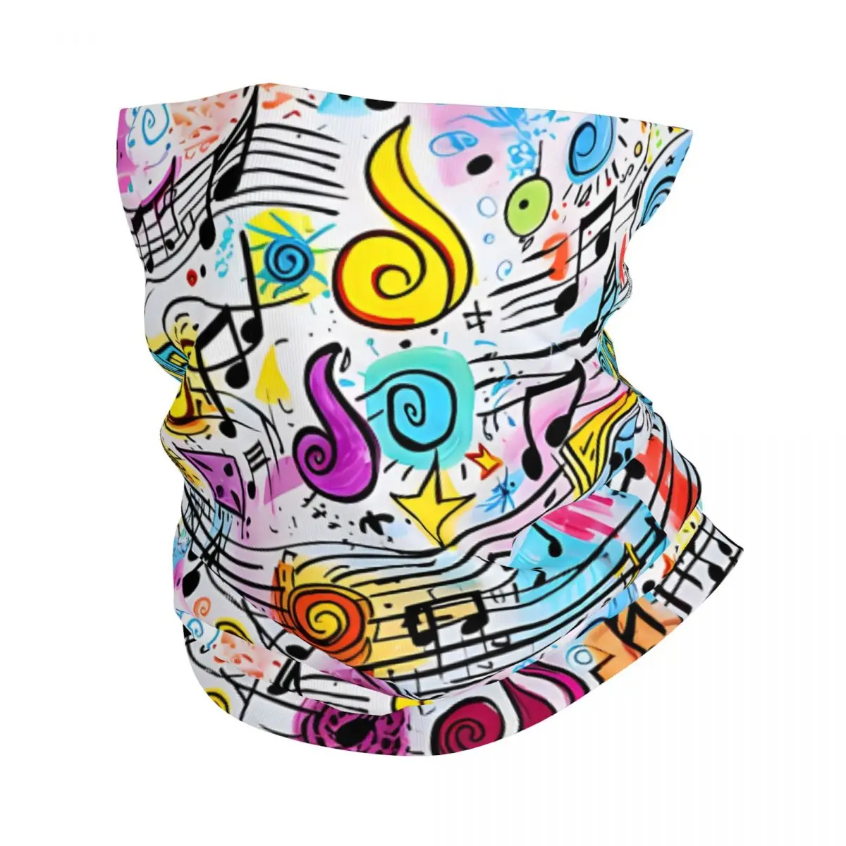 

Color Music Notes Thin Bandana Neck Gaiter Wrap Scarf Headband Neck Cover