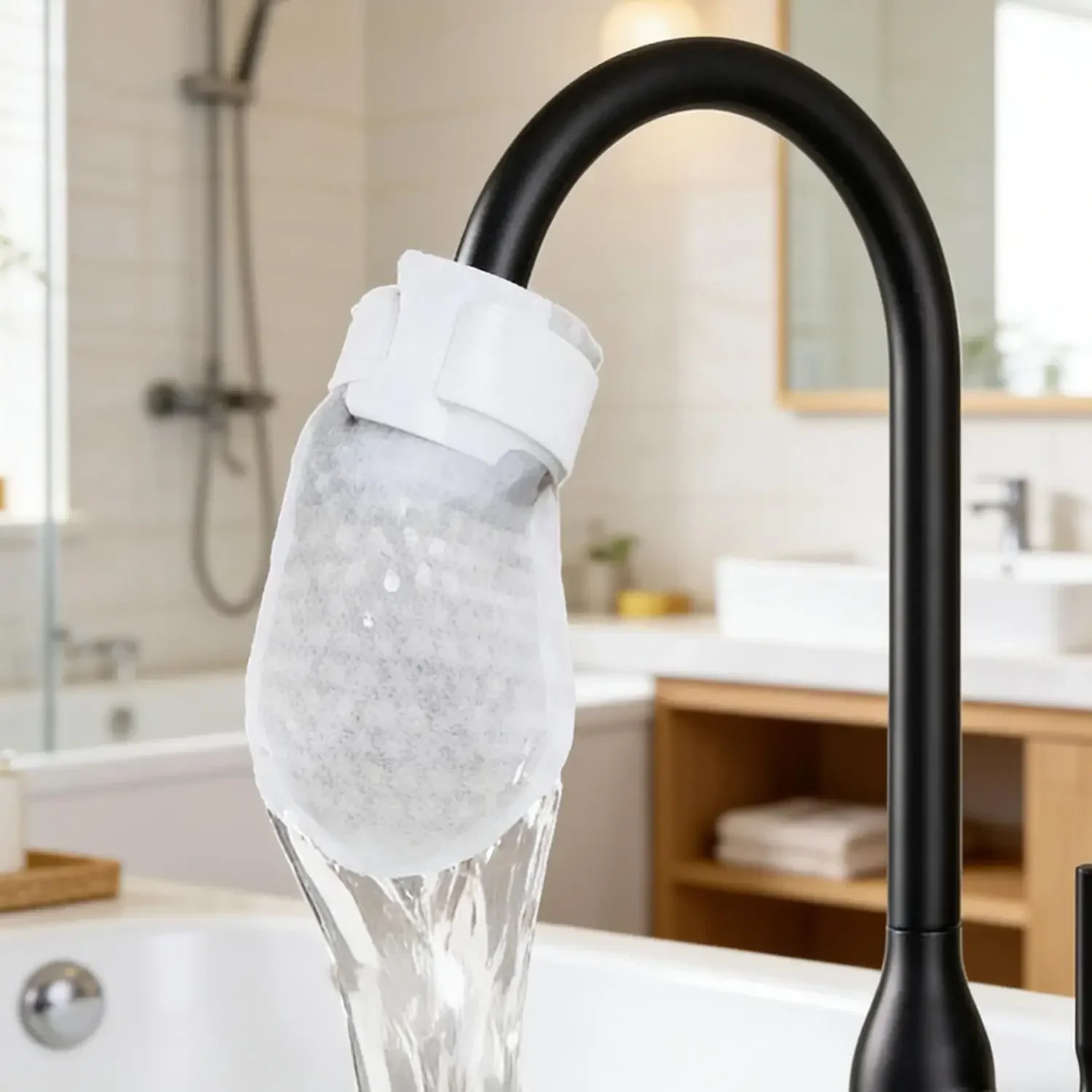 300/30x Wasserhahnfilter-Baumwollbeutel mit Riemen, Spritzschutz, Küchenarmatur-Wasserfilter, Ersatz-Netzfilter für Badezimmer-Waschbecken, Zubehör – Detail 3