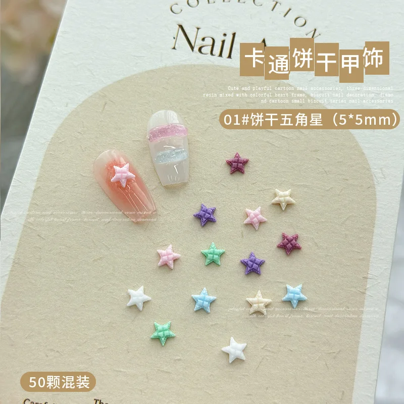 50 Stück koreanischen Harz Nagel Keks niedlichen Designs Charms Flatback Multi-Formen Nail Art Strass Maniküre Dekorationen 3d