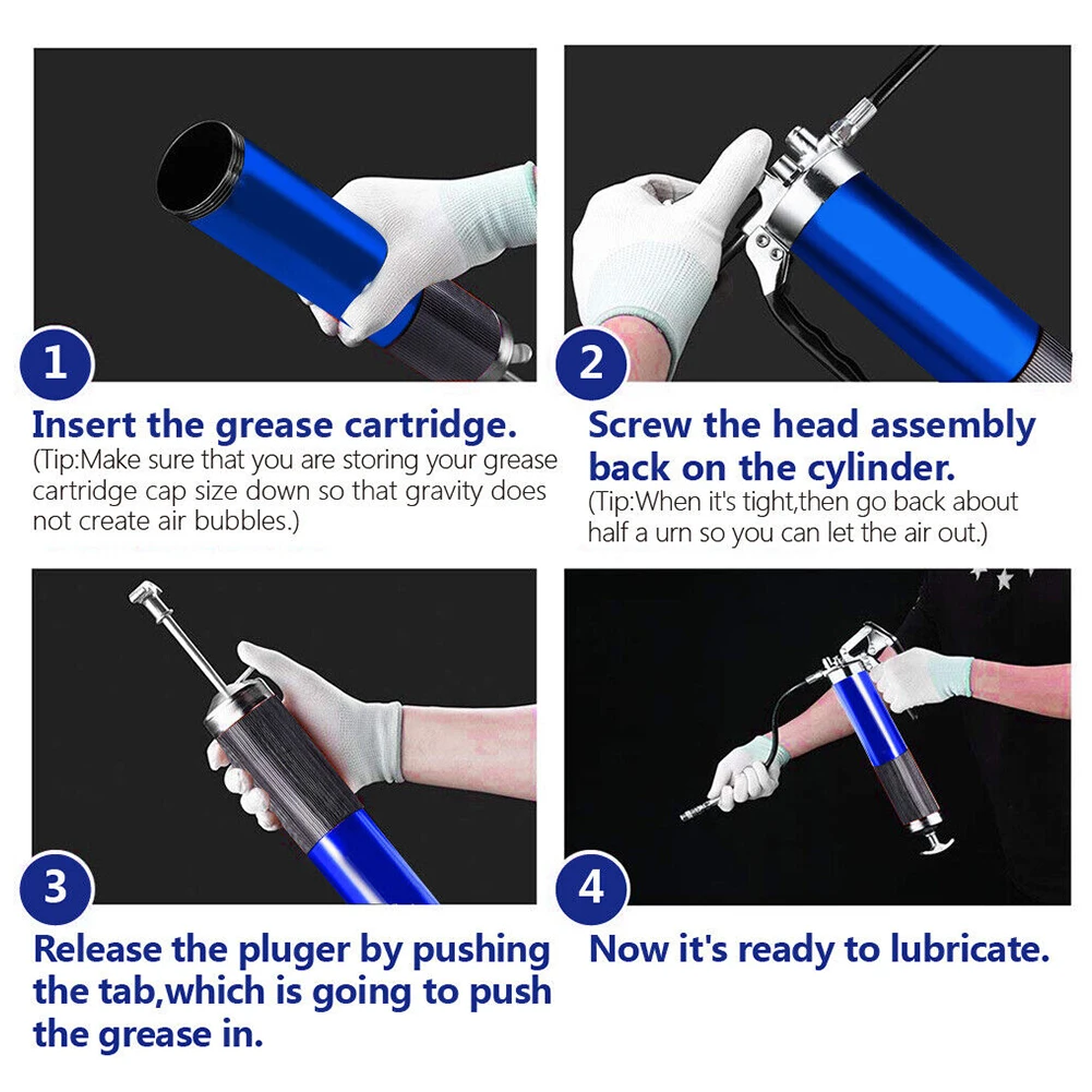 

Manual Grip Grease Gun Aluminum Alloy Mini Grease Gun 6000-7000PSI Handheld Grease Filling with Flexible Hose