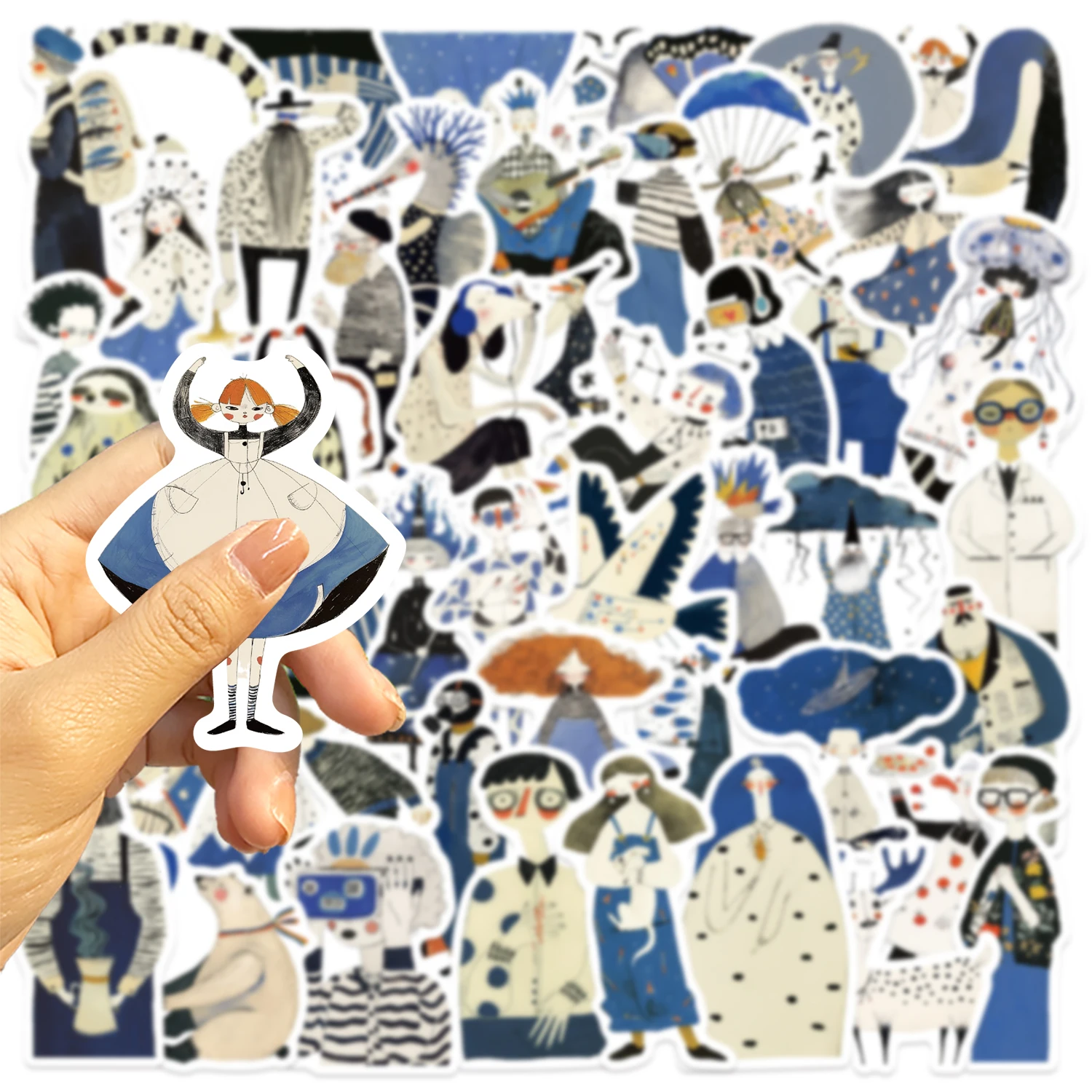 50PCS Quirky วาดด้วยมือคลิปสติกเกอร์ศิลปะ Decals แล็ปท็อปกระเป๋าเดินทางไดอารี่สเก็ตบอร์ด Cool กีตาร์รถจักรยานยนต์การออกแบบสติกเกอร์ ﻿