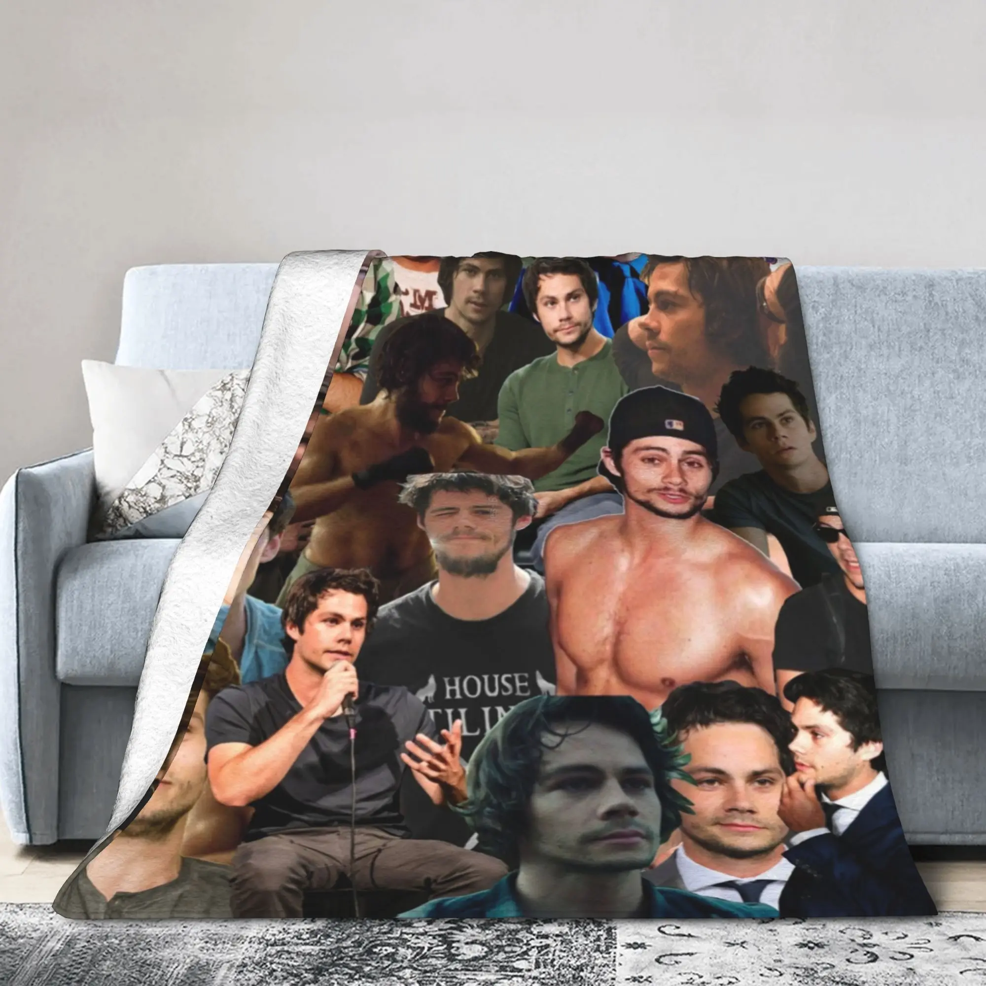 Dylan O'Brien Photo Collage Blanket Stiles Actor Fleece Awesome Warm Throw Blanket for Bed Sofa Spring/Autumn