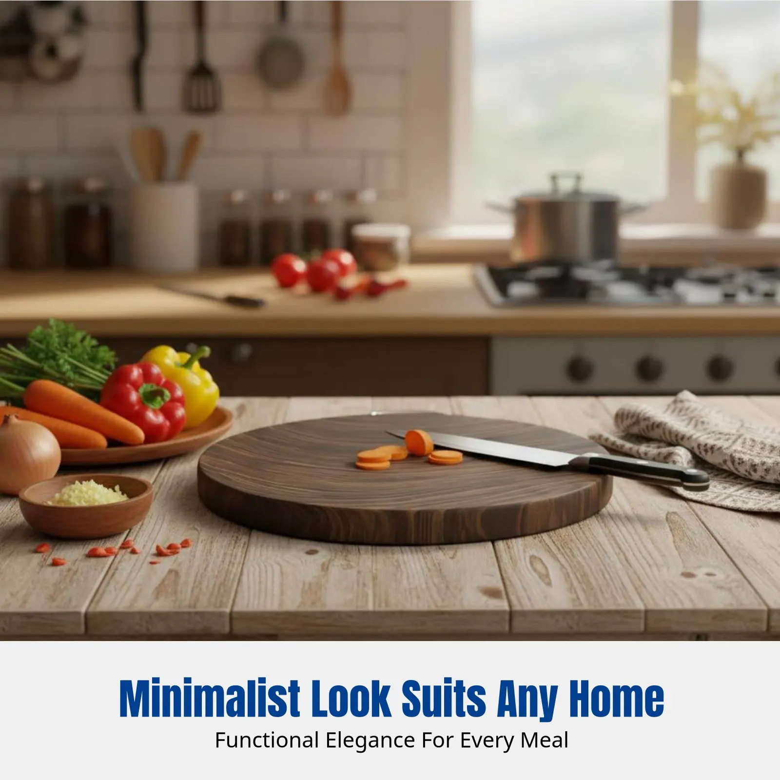 

Authentic Clam Wood Butcher Block, Thick, Double-Sided, Solid Wood, Heavy Duty, Stainless Steel Handle, Round