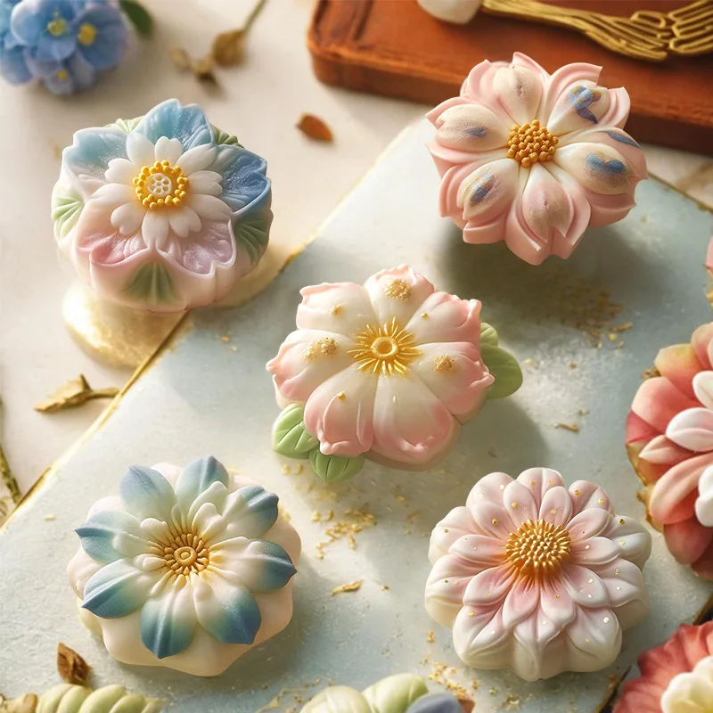 Cherry Blossom Peach Blossom Candle Silicone Mold Mousse Cake Dessert Pudding Baking Tools Handmade Gypsum Soap Candle Mold image 6