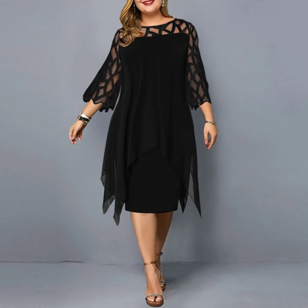 Robe de soirée sexy en maille de dentelle élégante 5XL, grande taille, L-6XL blanc, rouge, violet, noir, bleu, vert, vêtements pour femmes