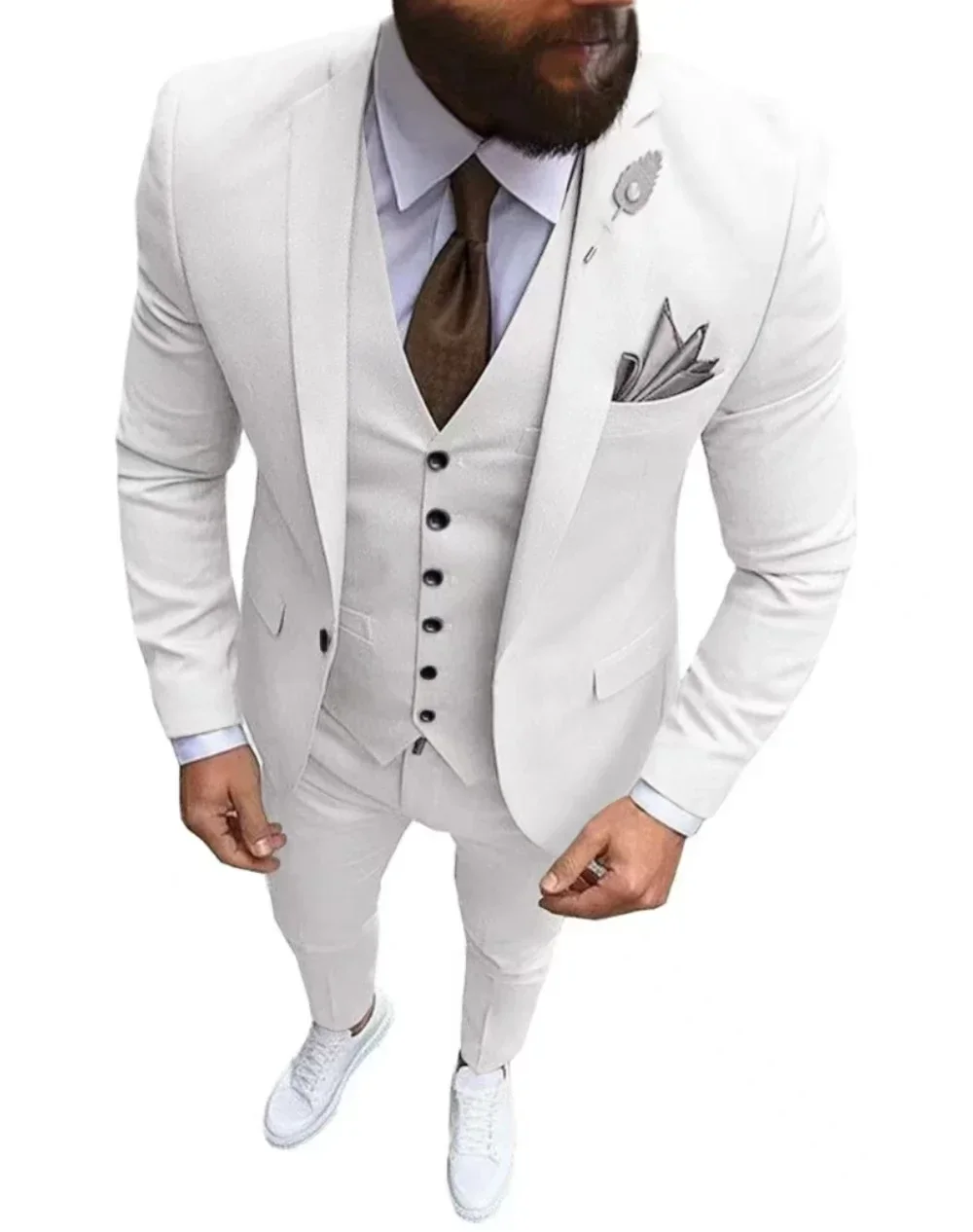 Traje de hombre ajustado conjunto de 3 piezas de un solo botón Formal elegante traje de hombre boda padrino de boda baile esmoquin chaqueta