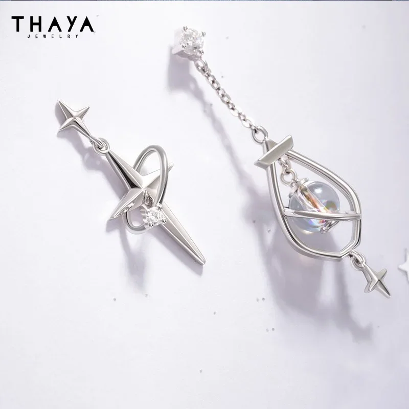 Thaya S925 Streling Silver Women Earrings Asymmetrical Fashion Earrings For Women 2024 Trending Engagement Party Fine Jewelry