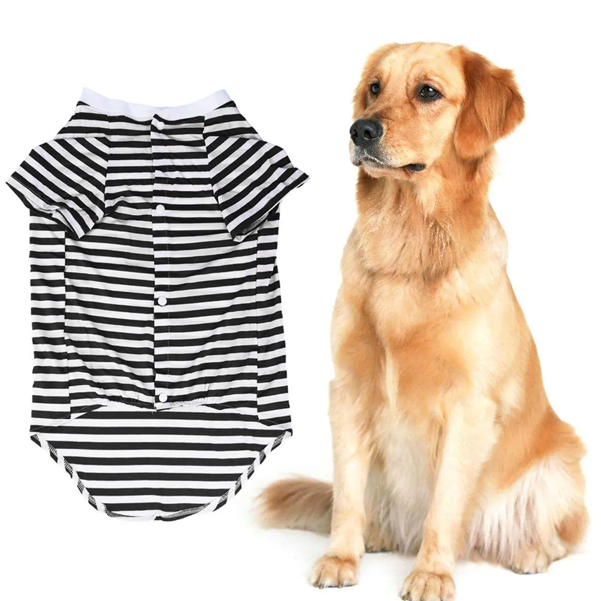 

Large Dog Striped T Shirt Black White Perfect for Party Walking Traveling Oversized Breathable Cotton Vest Dog Shirts Size L