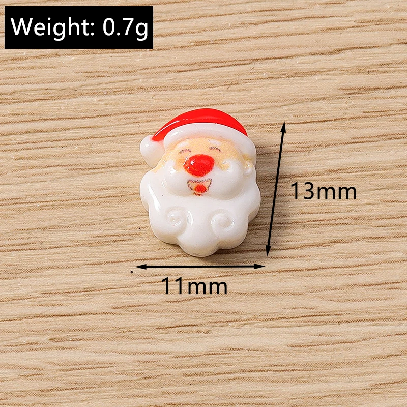 10 Stück 10x12mm Cartoon-Weihnachtsmann-Cabochons aus Kunstharz für die Schmuckherstellung, DIY-Haarschmuck und Bastelzubehör – Detail 7