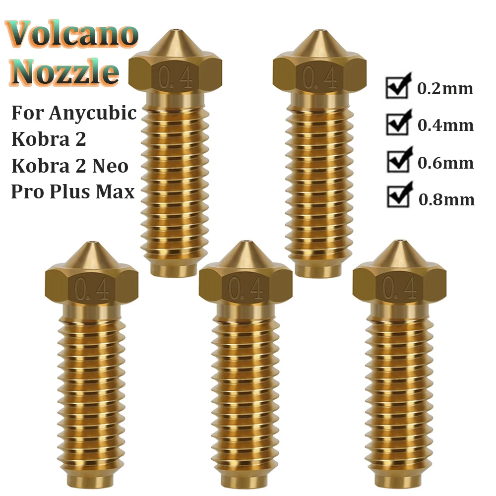 Anycubic-boquilla de volcán para impresora 3D, piezas de 0,2mm-0,8mm, boquillas de latón para filamento de 1,75mm, para Anycubic Kobra 2, Kobra 2,