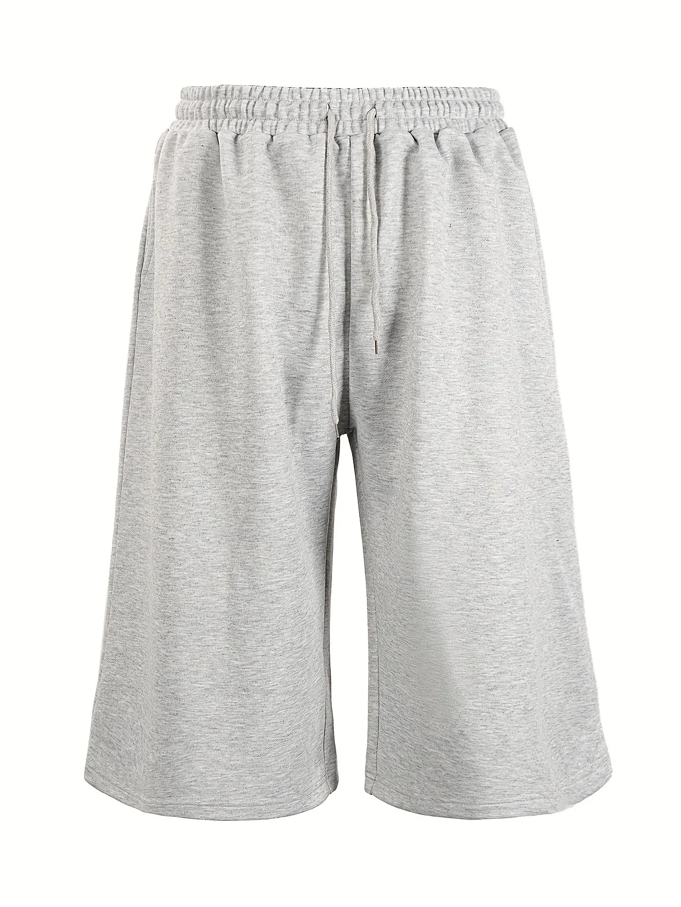 Men's Loose Street Style 7/8 Length Shorts Summer Casual Sports Elastic Waistband Pleated Hem Strong Draped Look
