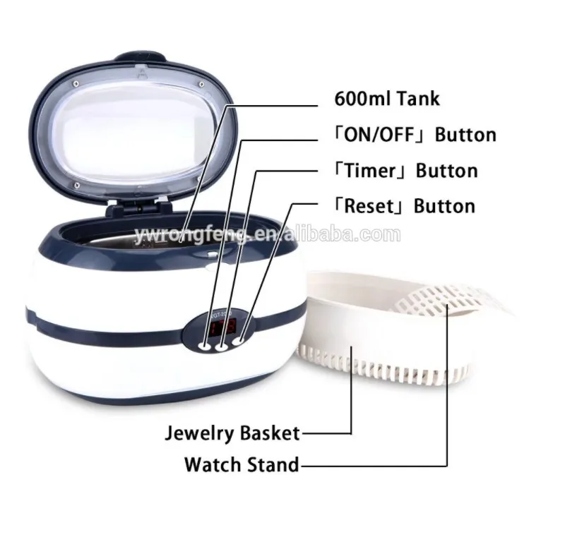 600ML VGT2000 Household Digital Ultrasonic Cleaner For Eyeglasses Jewelry CD Dental FMX-3