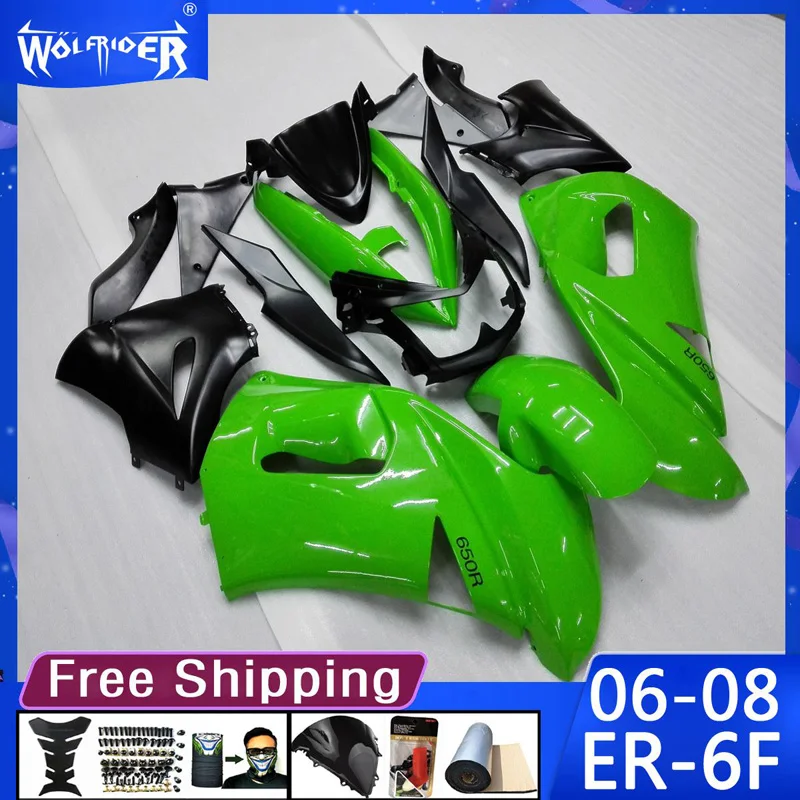 Motorcycle ABS plastic fairings for ER-6f 06-08 650R ER-6f 2006-2008 Motorbike green Black fairing Manufacturer Customize cover