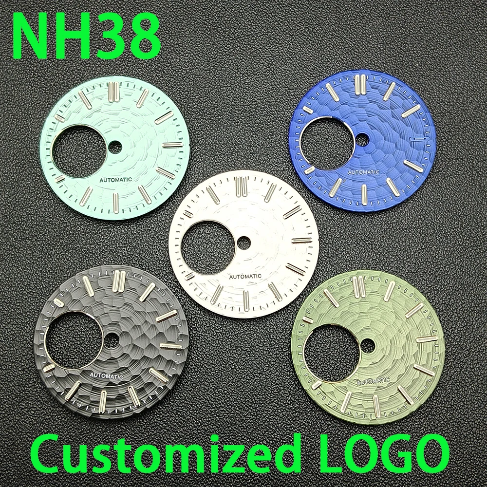 

NH38 dial hollowed out watch dial men's watch customized logo dial green luminous dial suitable for NH38 movement watches