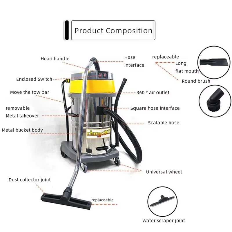 3000w Industrial Vacuum Cleaner 30L/70L Powerful High-Power Factory Workshop Vacuuming Decoration Large Suction Dust Collector